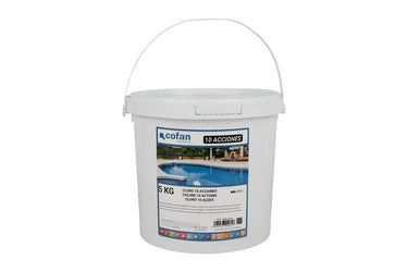 Cofan – Cloro 10 Acciones en Tabletas | Tratamiento Multifunción para Piscinas | Envase de 5 kg